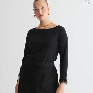 J Crew Feather trim long sleeve shirt